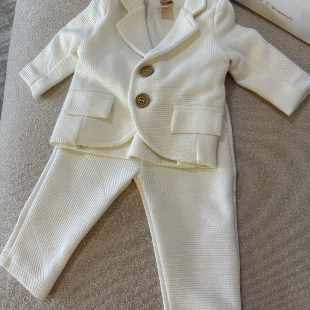 Elegant White Kids Blazer Set